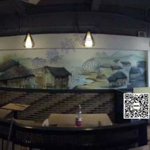 2016年11月深圳龙华《鱼慕客米线》餐厅墙绘壁画