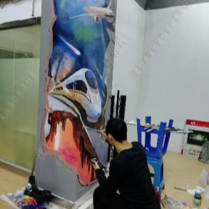 2018年11月深圳市艾森视讯展厅墙绘壁画案例