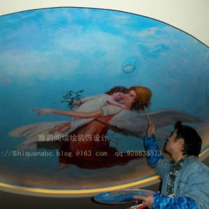 2013年1月深圳市莲花北基原会所天花手绘壁画工程