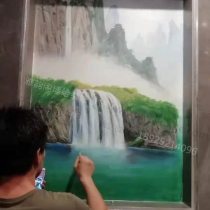 2019年9月李总家风景风水图壁画手绘