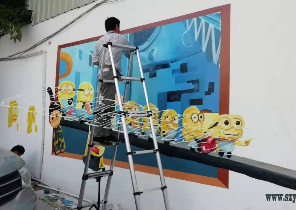 文旅食街文化墙3D墙绘网红打卡地手绘壁画——2021年5月东莞桥头《上荷坊。文创食街》墙体彩绘壁画（四）