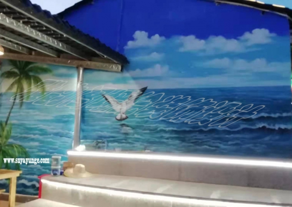 文旅食街文化墙3D墙绘网红打卡地手绘壁画——2021年5月东莞桥头《上荷坊。文创食街》墙体彩绘壁画（六）