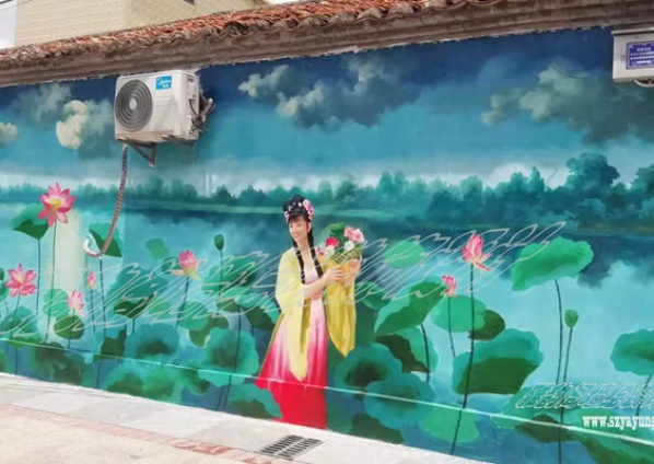 文旅食街文化墙3D墙绘网红打卡地手绘壁画——2021年5月东莞桥头《上荷坊。文创食街》墙体彩绘壁画（七）